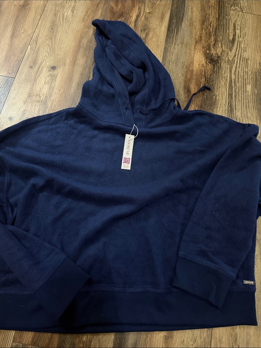Adore Me Deep Navy Hooded Fleece Pullover